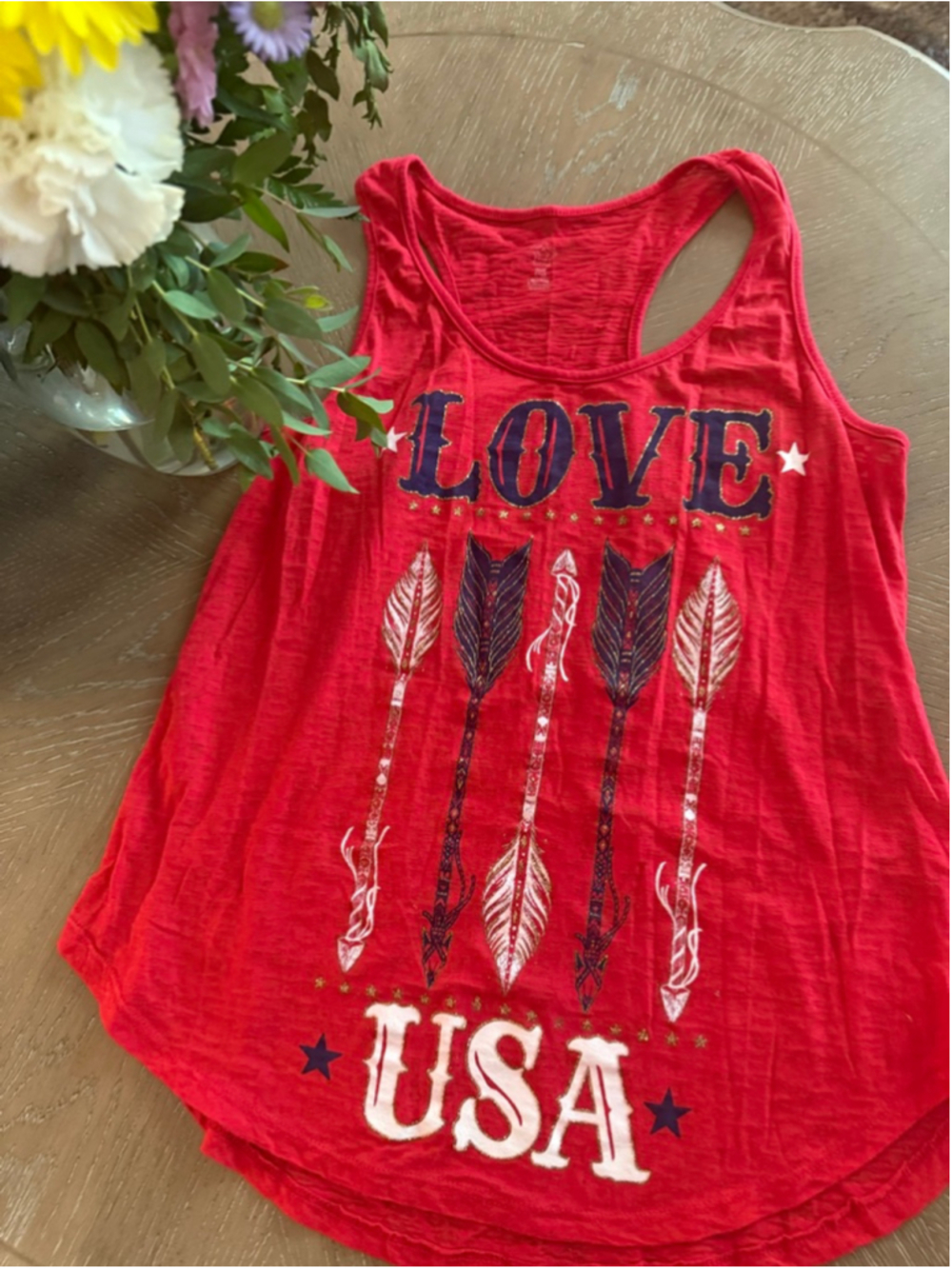 Unbranded Tank Top M Red Blue Love USA